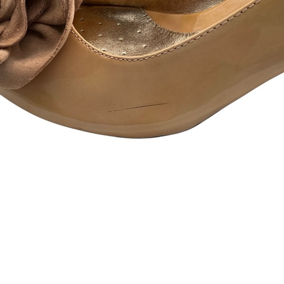 SOFFT  Gijon  PATENT LEATHER  Peep Toe Pump  10M  tan nude - Picture 4 of 8